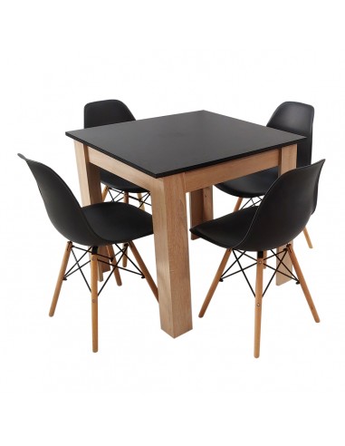 Zestaw stół Modern 80 BS i 4 krzesła Milano czarne