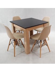 Zestaw stół Modern 80 BS i 4 krzesła Milano beżowe 2