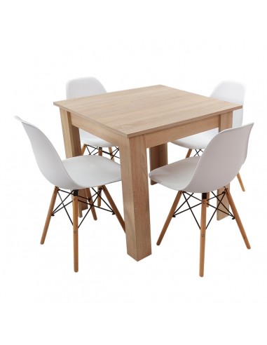 Zestaw stół Modern 80 sonoma i 4 krzesła Milano białe