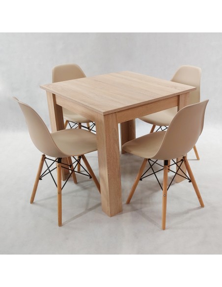 Zestaw stół Modern 80 sonoma i 4 krzesła Milano czarne