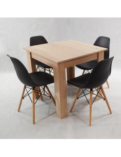 Zestaw stół Modern 80 sonoma i 4 krzesła Milano czarne 2