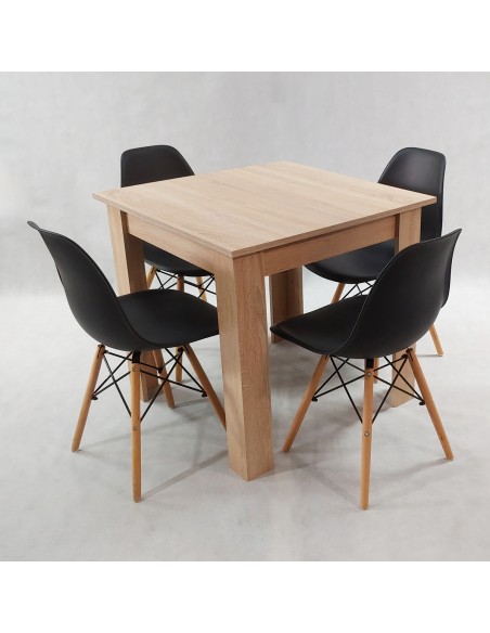 Zestaw stół Modern 80 sonoma i 4 krzesła Milano czarne