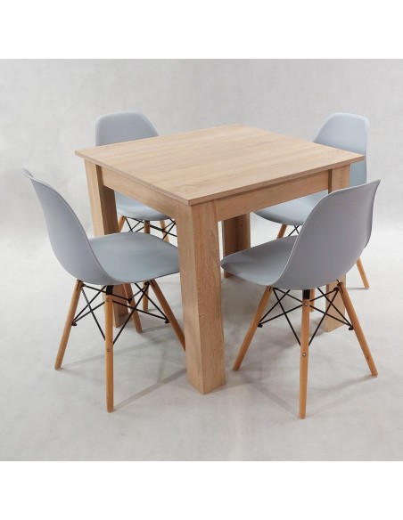 Zestaw stół Modern 80 sonoma i 4 krzesła Milano czarne