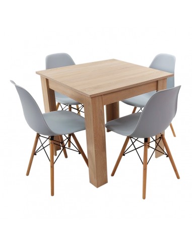 Zestaw stół Modern 80 Sonoma i 4 krzesła Milano szare