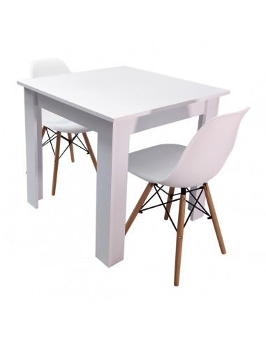 Zestaw stół Modern 80 biały i 2 krzesła Milano białe