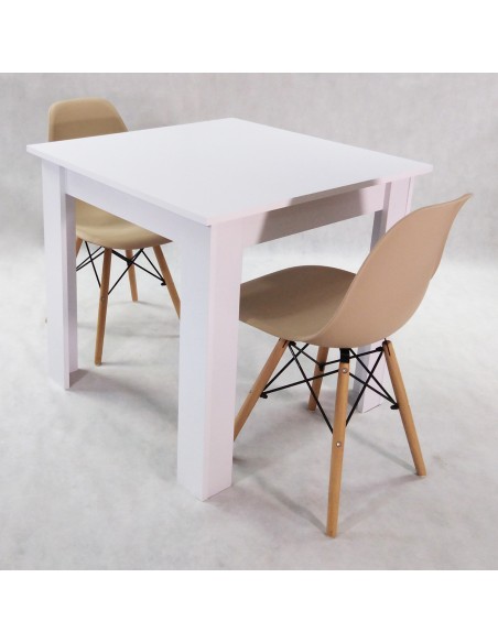 Zestaw stół Modern 80 biały i 2 krzesła Milano czarne