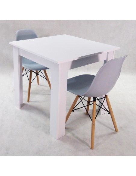 Zestaw stół Modern 80 biały i 2 krzesła Milano czarne