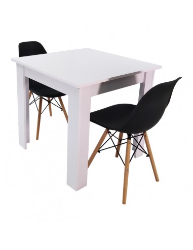 Zestaw stół Modern 80 biały i 2 krzesła Milano czarne