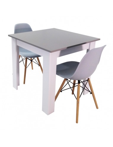 Zestaw stół Modern 80 GW i 2 krzesła Milano szare
