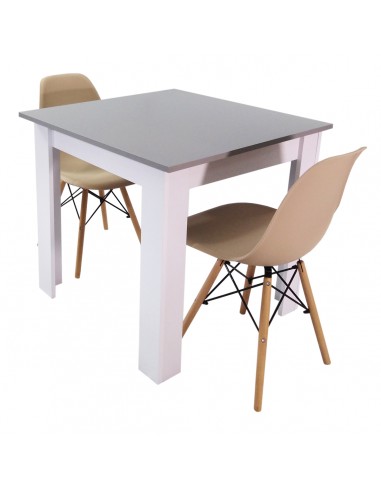 Zestaw stół Modern 80 GW i 2 krzesła Milano beżowe