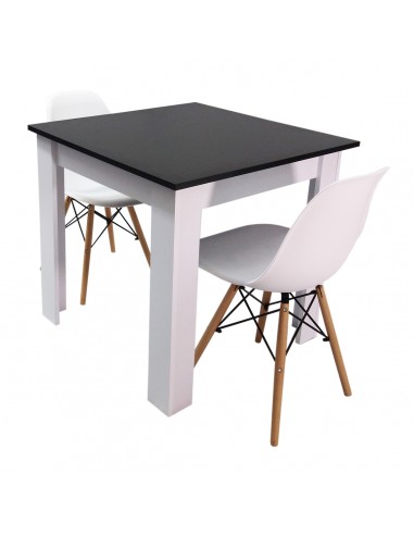 Zestaw stół Modern 80 BW i 2 krzesła Milano białe