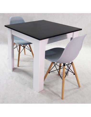 Zestaw stół Modern 80 BW i 2 krzesła Milano białe