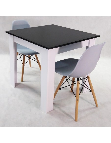 Zestaw stół Modern 80 BW i 2 krzesła Milano białe