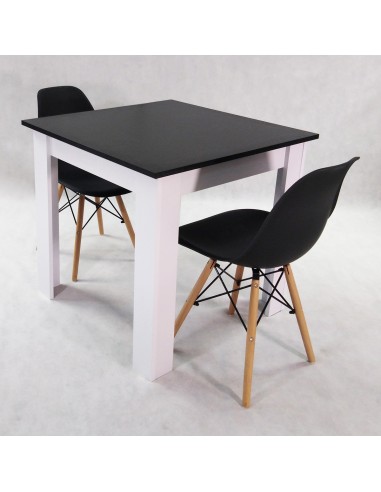 Zestaw stół Modern 80 BW i 2 krzesła Milano białe