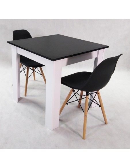 Zestaw stół Modern 80 BW i 2 krzesła Milano białe