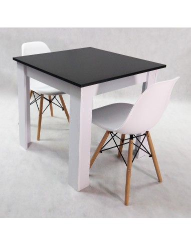 Zestaw stół Modern 80 BW i 2 krzesła Milano czarne