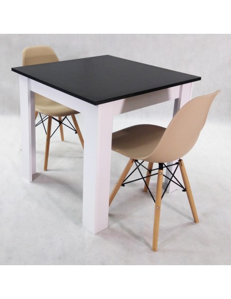 Zestaw stół Modern 80 BW i 2 krzesła Milano czarne