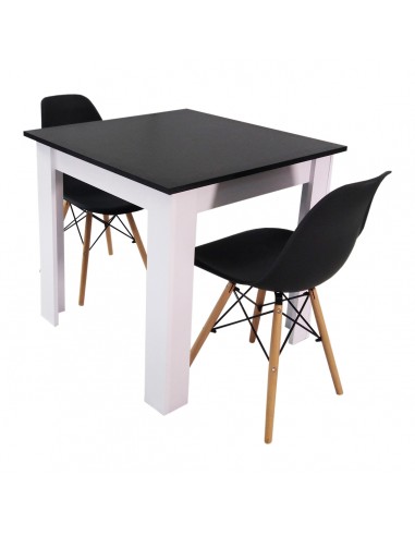 Zestaw stół Modern 80 BW i 2 krzesła Milano czarne