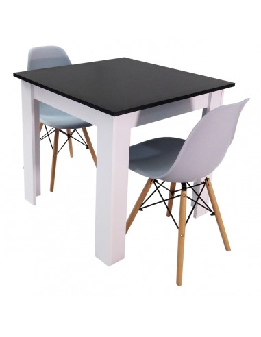 Zestaw stół Modern 80 BW i 2 krzesła Milano szare