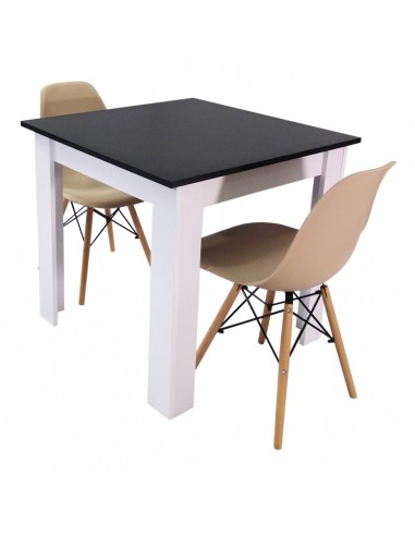 Zestaw stół Modern 80 BW i 2 krzesła Milano beżowe