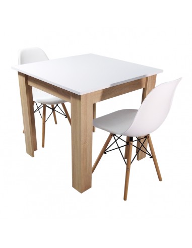 Zestaw stół Modern 80 WS i 2 krzesła Milano białe