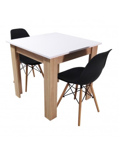 Zestaw stół Modern 80 WS i 2 krzesła Milano czarne