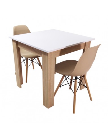 Zestaw stół Modern 80 WS i 2 krzesła Milano beżowe