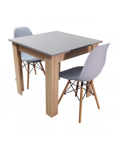 Zestaw stół Modern 80 GS i 2 krzesła Milano szare