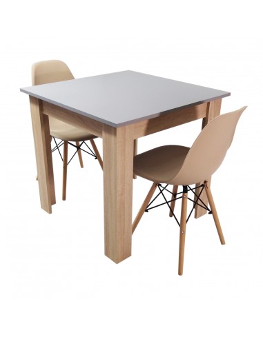 Zestaw stół Modern 80 GS i 2 krzesła Milano beżowe