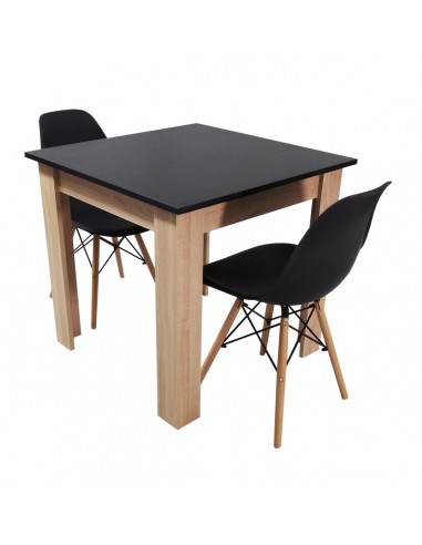 Zestaw stół Modern 80 BS i 2 krzesła Milano czarne