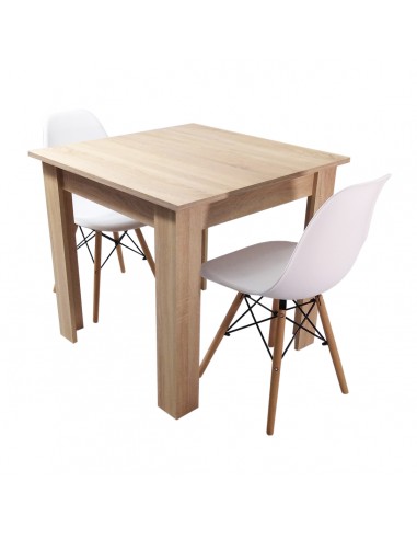 Zestaw stół Modern 80 sonoma i 2 krzesła Milano białe