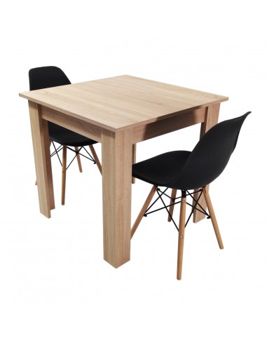 Zestaw stół Modern 80 sonoma i 2 krzesła Milano czarne