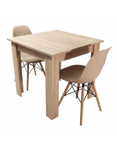Zestaw stół Modern 80 sonoma i 2 krzesła Milano beżowe