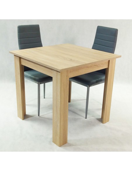 Zestaw stół Modern 80 sonoma i 2 szare krzesła Nicea