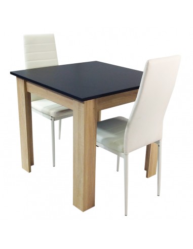 Zestaw stół Modern 80 BS i 2 białe krzesła Nicea
