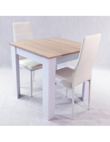 Zestaw stół Modern 80 BS i 2 białe krzesła Nicea
