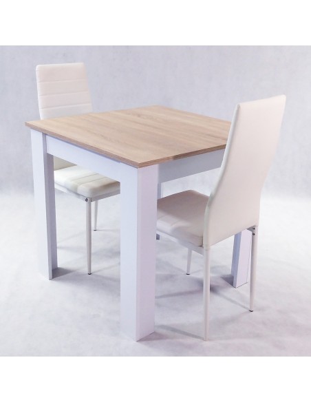 Zestaw stół Modern 80 BS i 2 białe krzesła Nicea