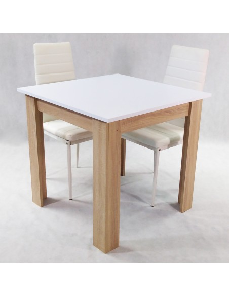 Zestaw stół Modern 80 WS i 2 białe krzesła Nicea