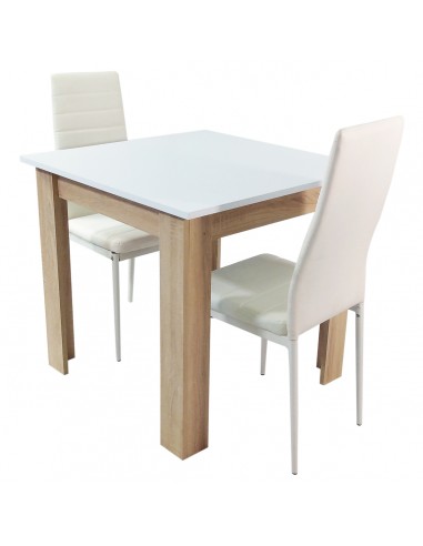 Zestaw stół Modern 80 WS i 2 białe krzesła Nicea