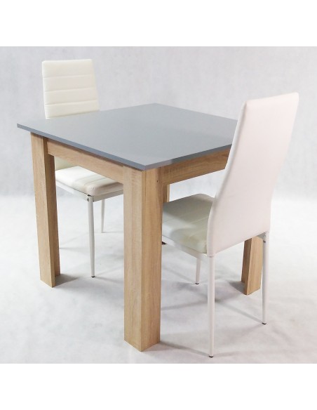 Zestaw stół Modern 80 sonoma i 2 białe krzesła Nicea