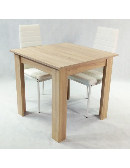 Zestaw stół Modern 80 sonoma i 2 białe krzesła Nicea