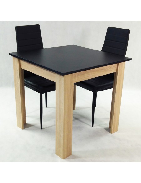 Zestaw stół Modern 80 BS i 2 czarne krzesła Nicea