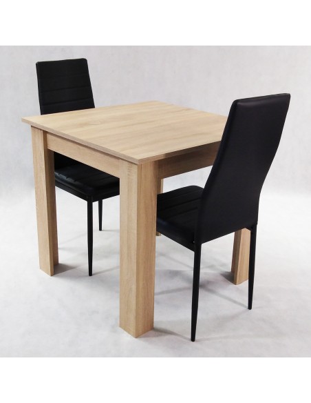 Zestaw stół Modern 80 BS i 2 czarne krzesła Nicea