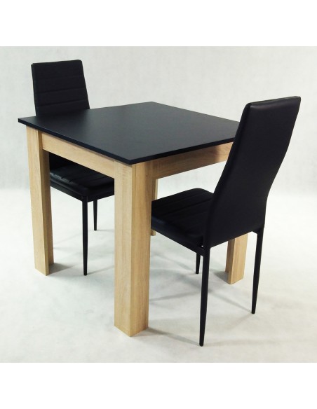 Zestaw stół Modern 80 WS i 2 czarne krzesła Nicea