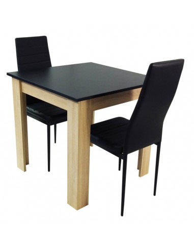 Zestaw stół Modern 80 BS i 2 czarne krzesła Nicea