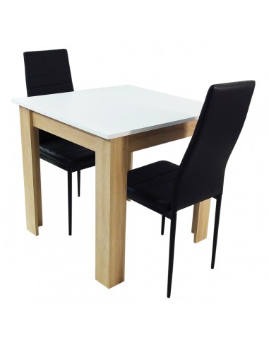 Zestaw stół Modern 80 WS i 2 czarne krzesła Nicea