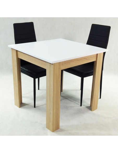 Zestaw stół Modern 80 WS i 2 czarne krzesła Nicea