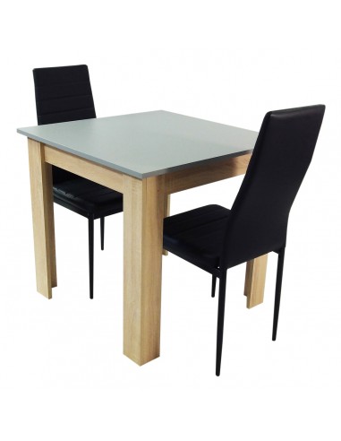 Zestaw stół Modern 80 GS i 2 czarne krzesła Nicea
