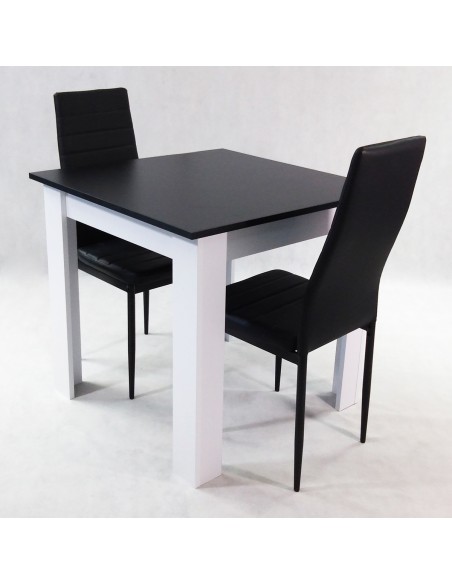 Zestaw stół Modern 80 sonoma i 2 czarne krzesła Nicea