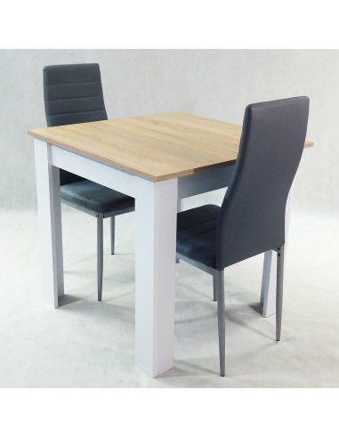 Zestaw stół Modern 80 BW i 2 szare krzesła Nicea